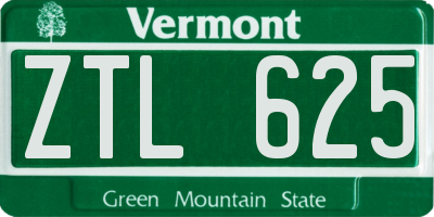 VT license plate ZTL625