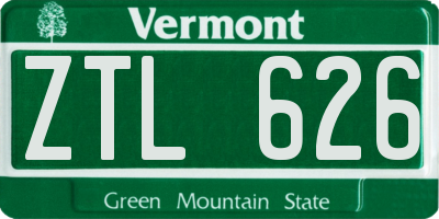 VT license plate ZTL626