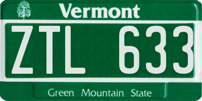VT license plate ZTL633
