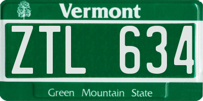 VT license plate ZTL634