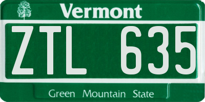 VT license plate ZTL635