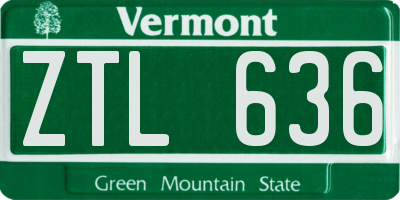VT license plate ZTL636