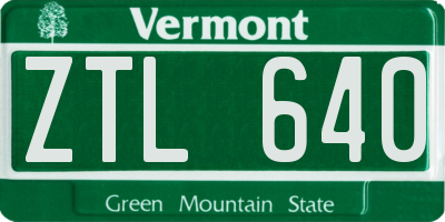 VT license plate ZTL640