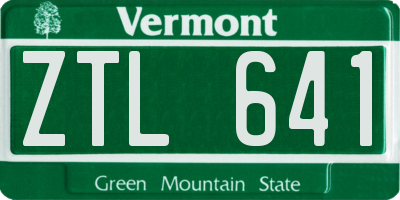VT license plate ZTL641