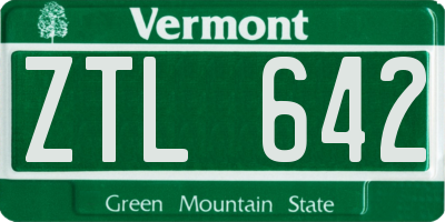 VT license plate ZTL642