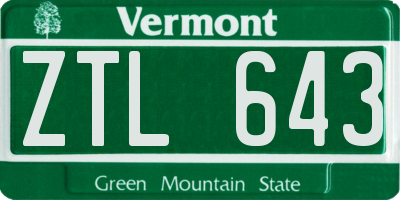 VT license plate ZTL643