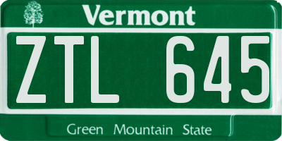 VT license plate ZTL645