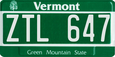 VT license plate ZTL647