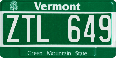 VT license plate ZTL649