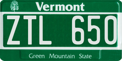 VT license plate ZTL650