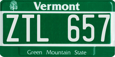 VT license plate ZTL657