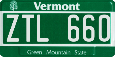 VT license plate ZTL660