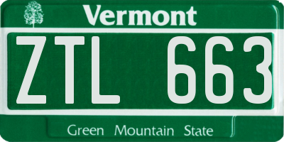 VT license plate ZTL663