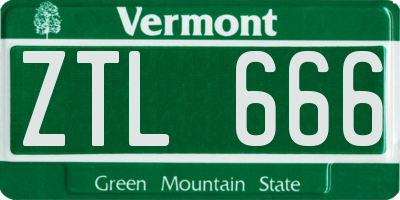 VT license plate ZTL666
