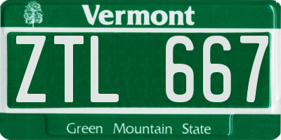 VT license plate ZTL667