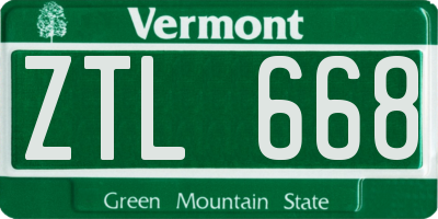 VT license plate ZTL668