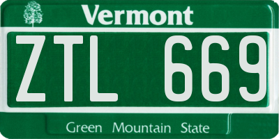 VT license plate ZTL669