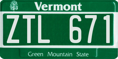 VT license plate ZTL671