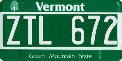 VT license plate ZTL672