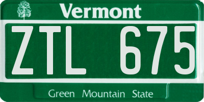VT license plate ZTL675