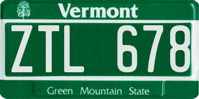 VT license plate ZTL678