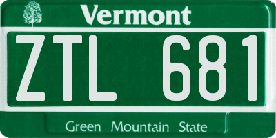 VT license plate ZTL681