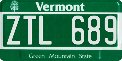 VT license plate ZTL689