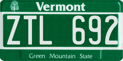 VT license plate ZTL692