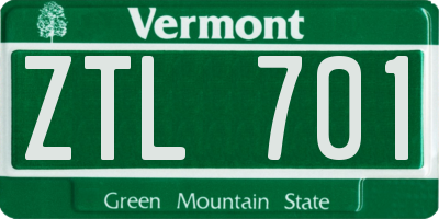 VT license plate ZTL701