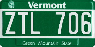 VT license plate ZTL706