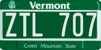 VT license plate ZTL707