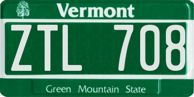 VT license plate ZTL708