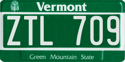 VT license plate ZTL709