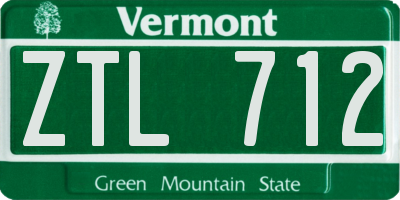 VT license plate ZTL712