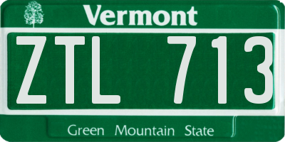 VT license plate ZTL713