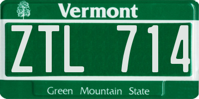 VT license plate ZTL714