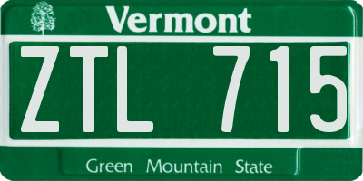 VT license plate ZTL715