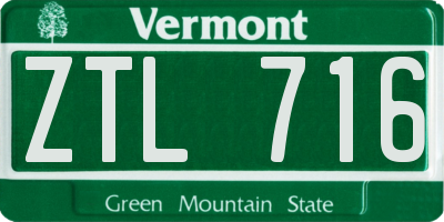 VT license plate ZTL716
