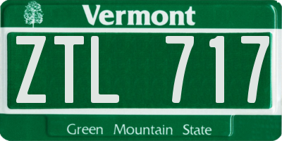 VT license plate ZTL717
