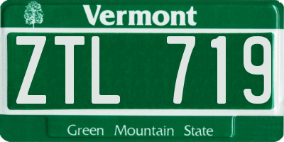 VT license plate ZTL719