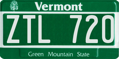 VT license plate ZTL720