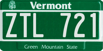 VT license plate ZTL721
