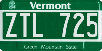 VT license plate ZTL725