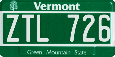 VT license plate ZTL726