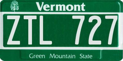 VT license plate ZTL727