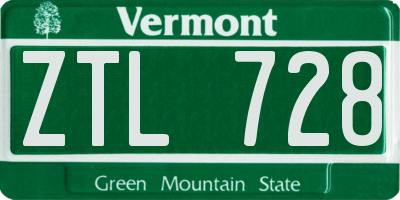 VT license plate ZTL728