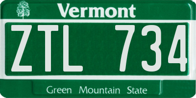 VT license plate ZTL734