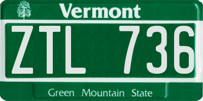 VT license plate ZTL736