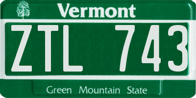 VT license plate ZTL743
