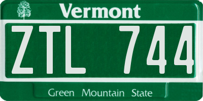 VT license plate ZTL744